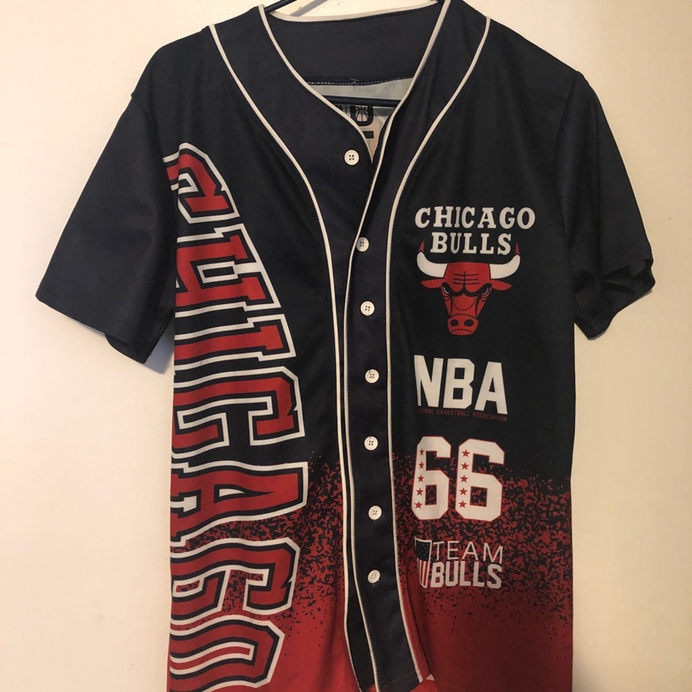 UNK Chicago Bulls Throwback Baseball Jersey